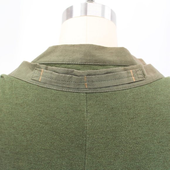 Gary Graham Green Knit Dress SZ 6 Wool Cotton Sleeveless Cowl Neck Layered Shift - Picture 9 of 12
